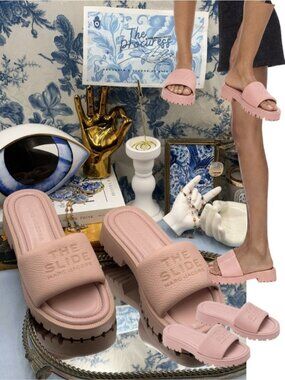🆕 MARC JACOBS 🧿 NWOB The Lug Sole Slide, Pastel Pink - Sz 37 US 7